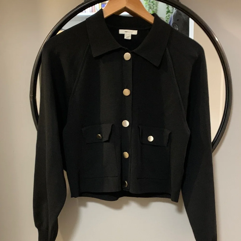 RW&CO. Black Cropped Boxy Blazer with Silver Buttons - Picture 4 of 8